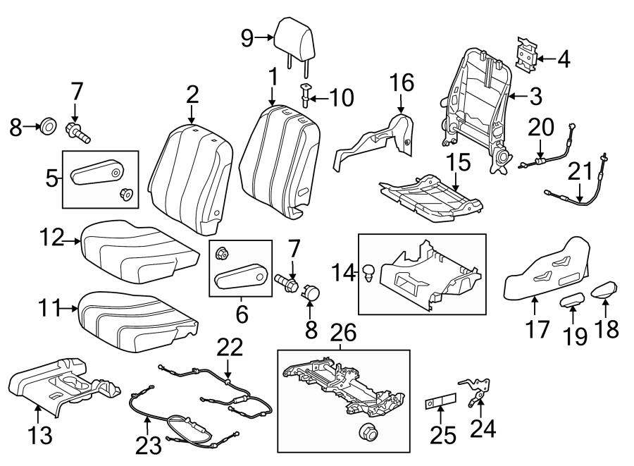 Diagram SEATS & TRACKS. SECOND ROW SEATS. for your 2015 Toyota Sienna   