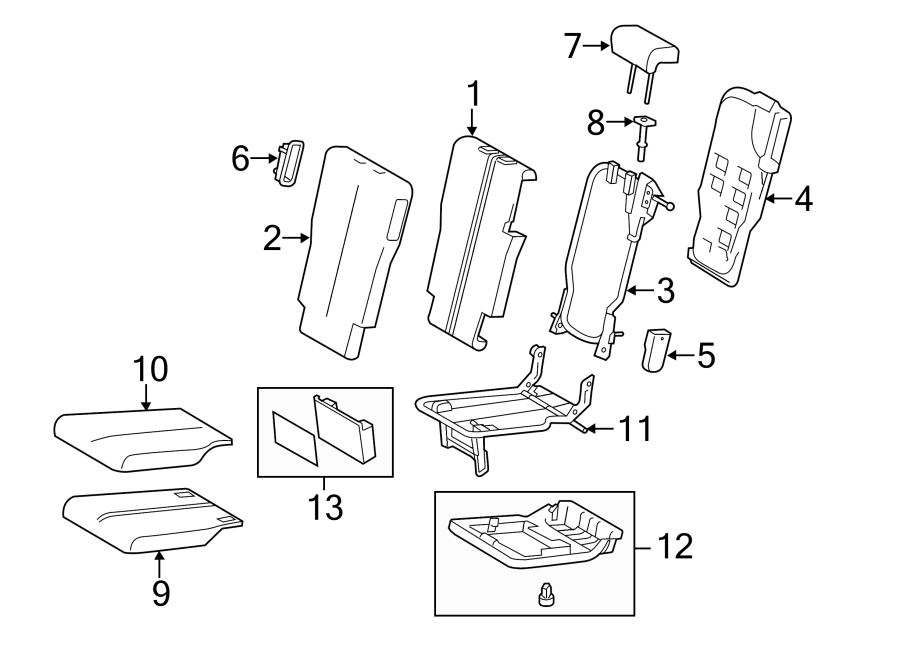 Diagram SEATS & TRACKS. SECOND ROW SEATS. for your 2015 Toyota Sienna   