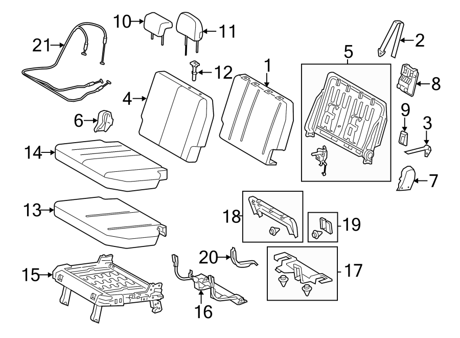 Diagram SEATS & TRACKS. THIRD ROW SEATS. for your 2015 Toyota Sienna   