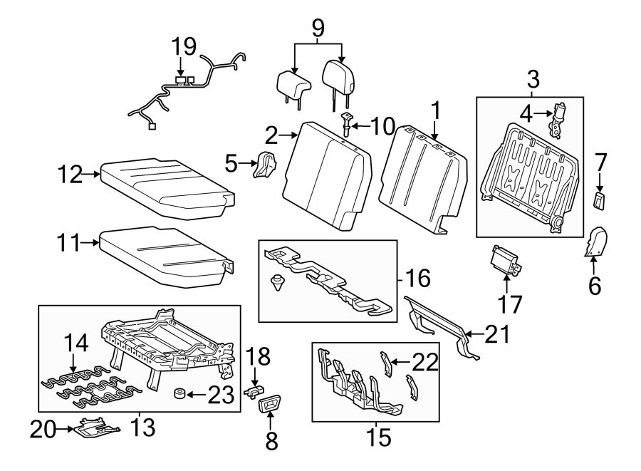 Diagram SEATS & TRACKS. THIRD ROW SEATS. for your 2015 Toyota Sienna   