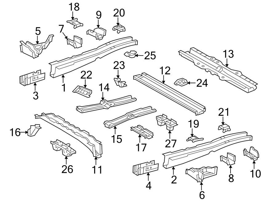 Diagram PILLARS. ROCKER & FLOOR. RAILS & COMPONENTS. for your 2007 Toyota Camry   