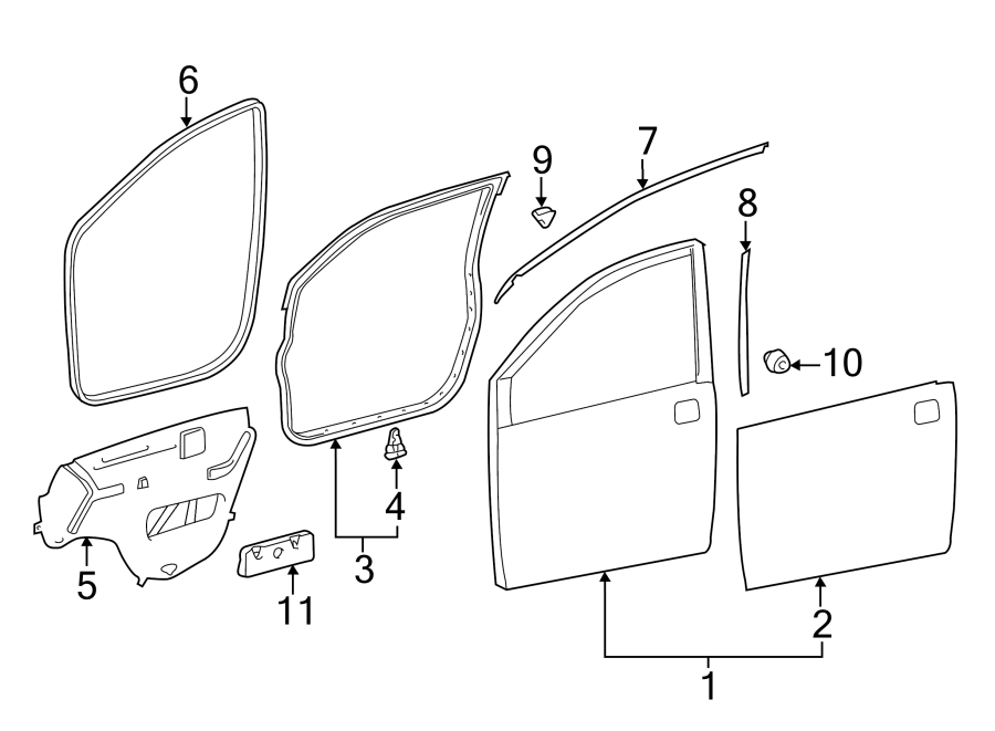 Diagram FRONT DOOR. DOOR & COMPONENTS. for your 2006 Toyota Highlander   