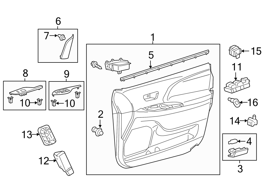 Diagram FRONT DOOR. INTERIOR TRIM. for your 2016 Toyota Yaris   