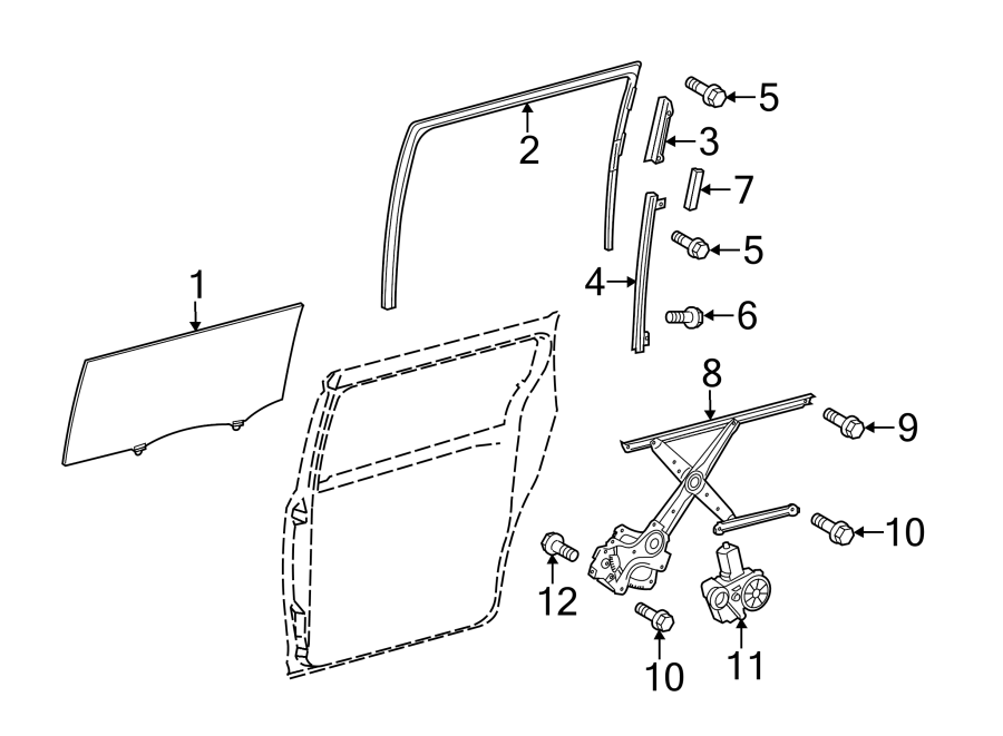 Diagram SIDE LOADING DOOR. GLASS & HARDWARE. for your Toyota Sienna  