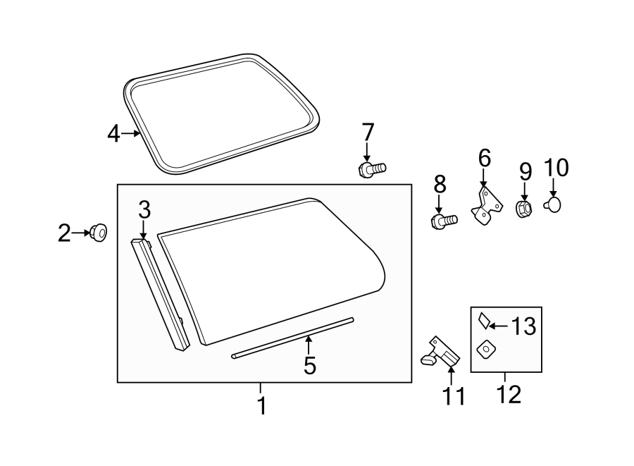 Diagram SIDE PANEL. SIDE GLASS. for your 2005 Toyota Sienna   