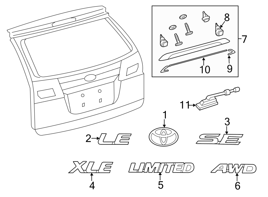 Diagram EXTERIOR TRIM. for your 2019 Toyota Prius Prime   