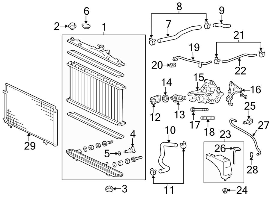 Diagram RADIATOR & COMPONENTS. for your 2010 Toyota Yaris   