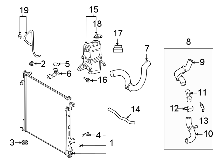 Diagram Radiator & components. for your 2011 Toyota FJ Cruiser   