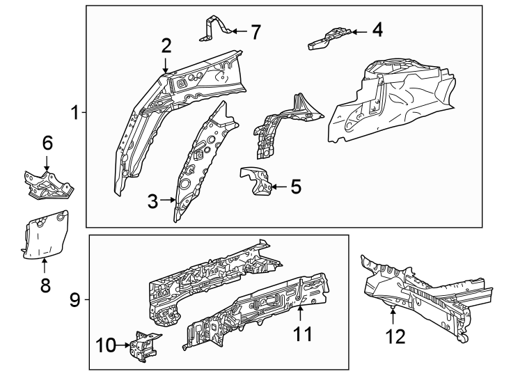 Diagram Fender. Structural components & rails. for your 2017 Toyota Avalon   