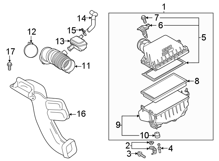 Diagram Engine / transaxle. Air intake. for your 2016 Toyota Corolla   