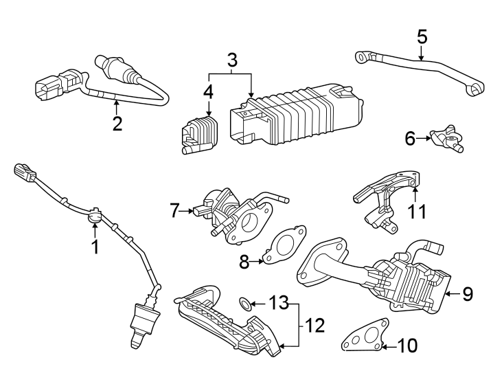 Diagram Emission system. Emission components. for your 2013 Toyota Corolla   