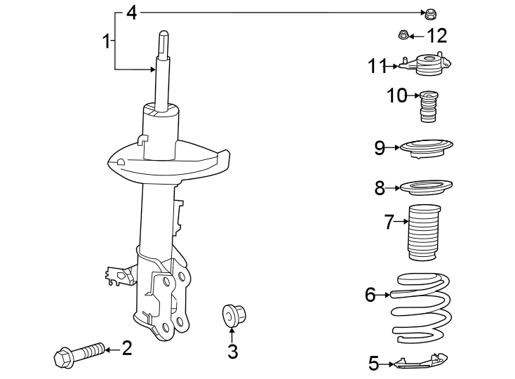 Diagram Front suspension. Struts & components. for your 2023 Toyota Sienna   