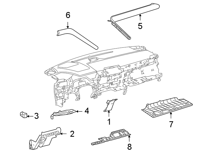 Diagram Instrument panel components. for your 2018 Toyota Corolla   