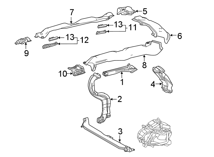 Diagram Instrument panel. Ducts. for your 2006 Toyota Highlander   