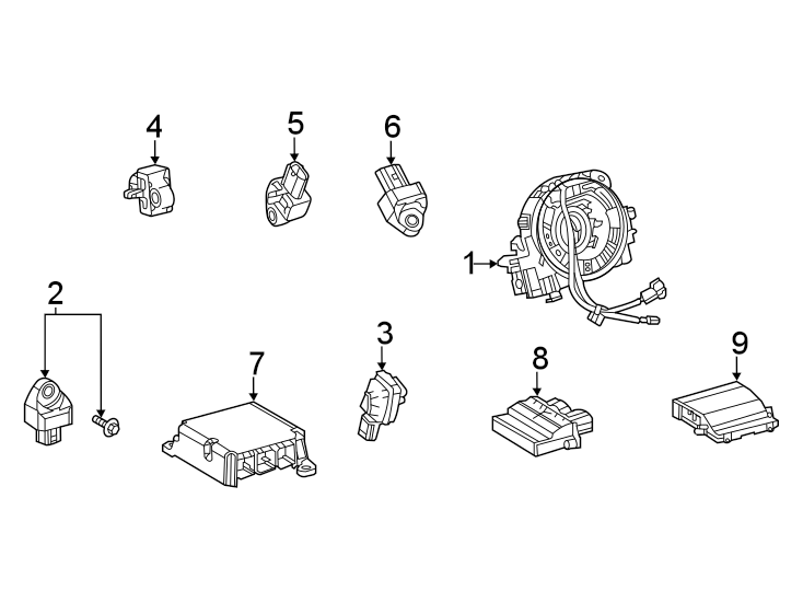 Diagram Restraint systems. Air bag components. for your 2018 Toyota Yaris   