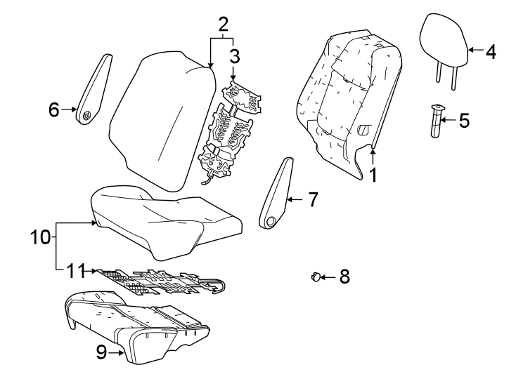 Diagram Seats & tracks. Second row seats. for your Toyota Sienna  