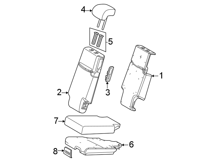 Diagram Seats & tracks. Second row seats. for your Toyota Sienna  