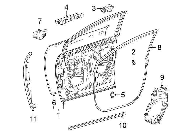 Diagram Front door. Door & components. for your 2023 Toyota Tundra  Platinum Crew Cab Pickup Fleetside 