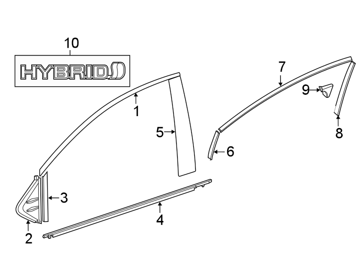 Diagram Front door. Exterior trim. for your Toyota Avalon  