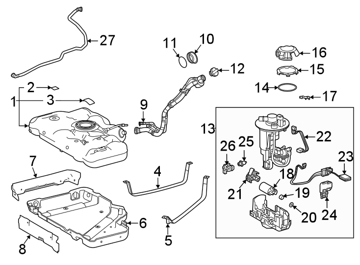 Diagram Fuel system components. for your 2008 Toyota Corolla  CE SEDAN 