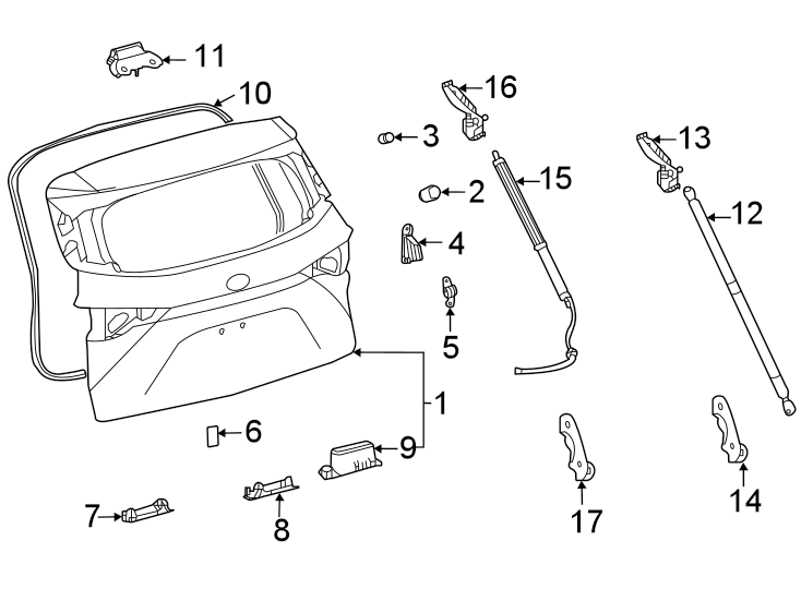 Diagram Lift gate. Gate & hardware. for your 2024 Toyota Corolla Cross   