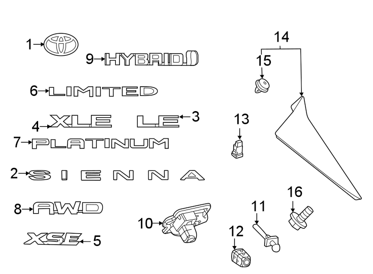 Diagram Lift gate. Exterior trim. for your 2004 Toyota Solara 3.3L V6 A/T SE COUPE 