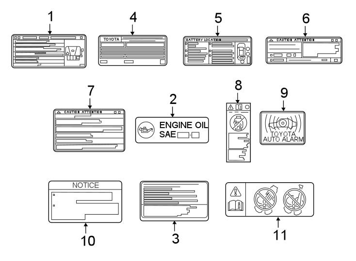 Diagram INFORMATION LABELS. for your 2010 Toyota Camry  LE SEDAN 