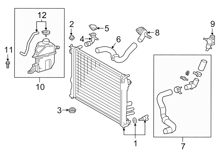 Diagram Radiator & components. for your 2009 Toyota Highlander   