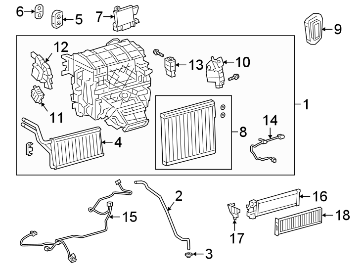 Diagram AIR CONDITIONER & HEATER. EVAPORATOR & HEATER COMPONENTS. for your 1999 Toyota Avalon   