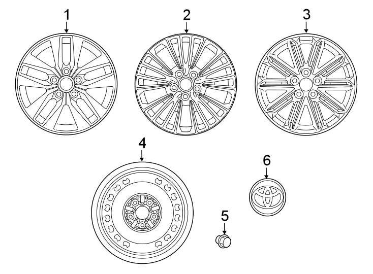 Diagram WHEELS. for your 2015 Toyota Tacoma 4.0L V6 M/T RWD Base Crew Cab Pickup Fleetside 