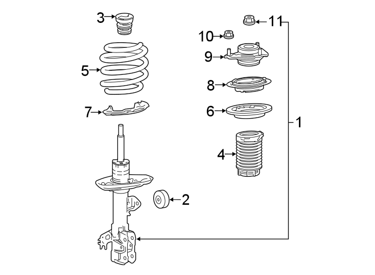 Diagram FRONT SUSPENSION. STRUTS & COMPONENTS. for your 2021 Toyota RAV4  LE Sport Utility 