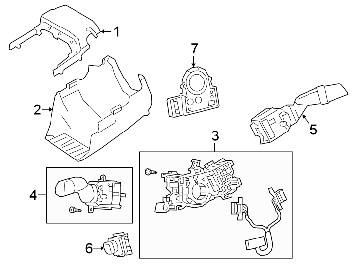 Diagram STEERING COLUMN. SHROUD. SWITCHES & LEVERS. for your 2018 Toyota Sequoia 5.7L i-Force V8 A/T 4WD TRD Sport Sport Utility 