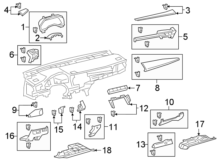 Diagram INSTRUMENT PANEL COMPONENTS. for your 2006 Toyota Tundra   