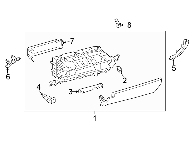 Diagram INSTRUMENT PANEL. GLOVE BOX. for your 2009 Toyota Tacoma   