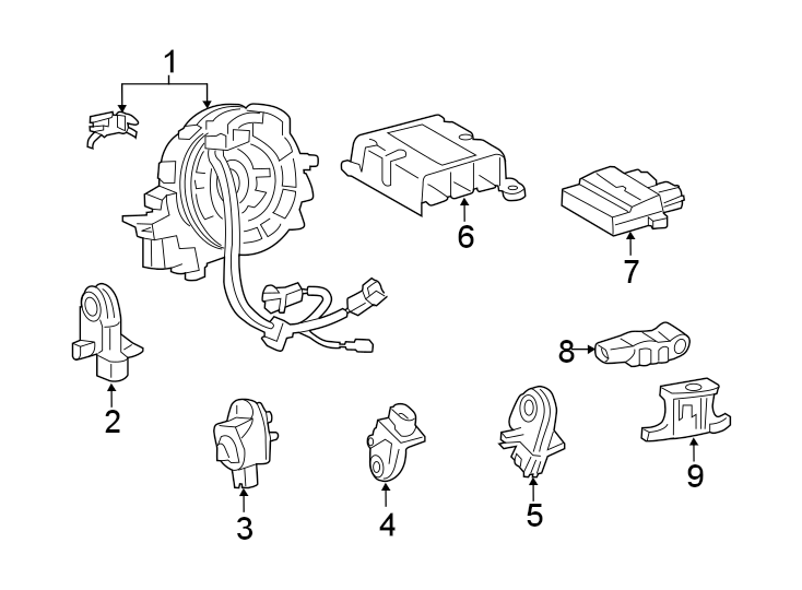 Diagram RESTRAINT SYSTEMS. AIR BAG COMPONENTS. for your 2016 Toyota Tundra 5.7L i-Force V8 A/T 4WD Limited Crew Cab Pickup Fleetside 