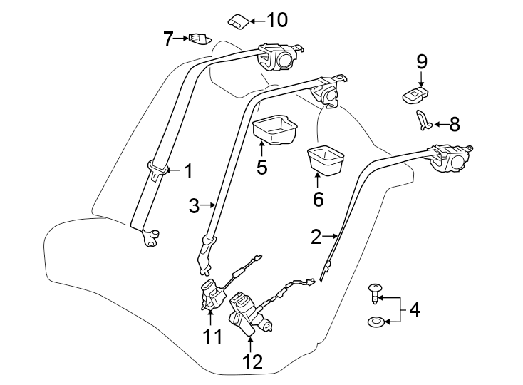Diagram RESTRAINT SYSTEMS. REAR SEAT BELTS. for your 2014 Toyota Tundra 5.7L i-Force V8 A/T RWD SR Standard Cab Pickup Fleetside 