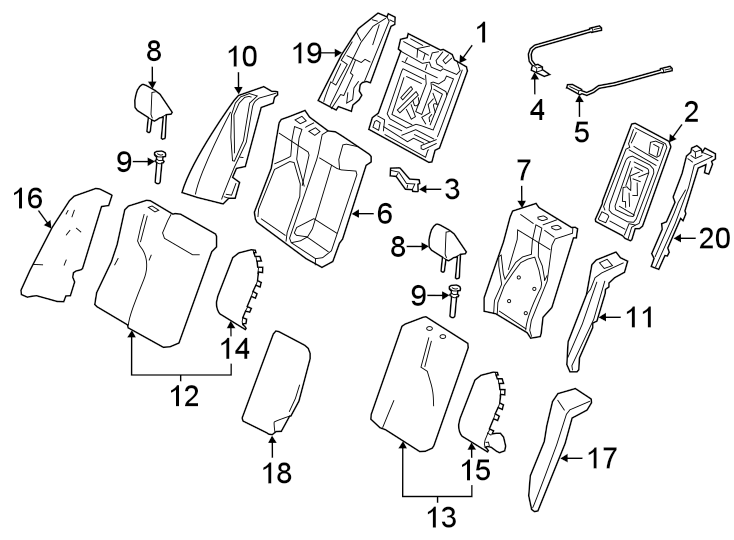 Diagram SEATS & TRACKS. REAR SEAT COMPONENTS. for your 2016 Toyota Yaris   