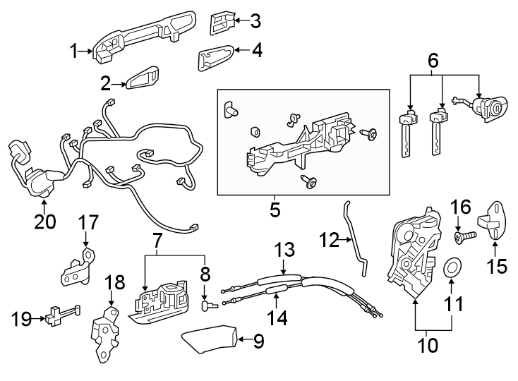 Diagram FRONT DOOR. LOCK & HARDWARE. for your Toyota Camry  