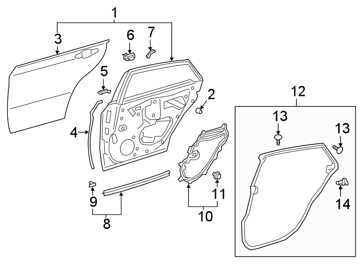 Diagram REAR DOOR. DOOR & COMPONENTS. for your Toyota Avalon  