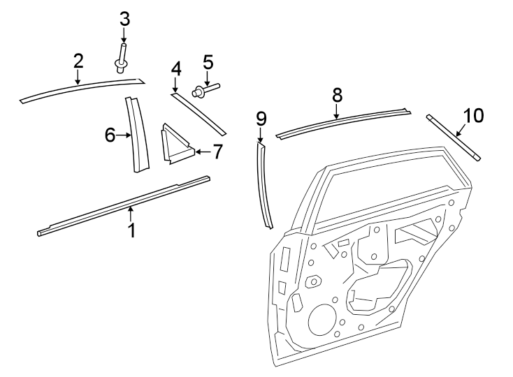 Diagram REAR DOOR. EXTERIOR TRIM. for your 2008 Toyota Avalon   