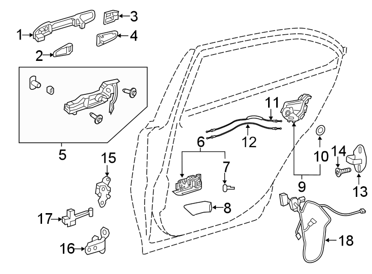 Diagram REAR DOOR. LOCK & HARDWARE. for your Toyota