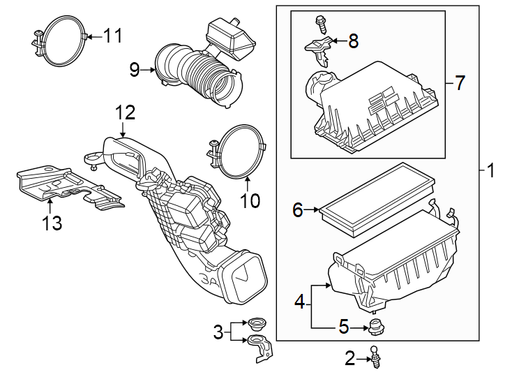 Diagram Engine / transaxle. Air intake. for your Toyota Tacoma  