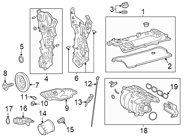 Diagram Engine / transaxle. Engine parts. for your 2023 Toyota Corolla  Hybrid SE Sedan 