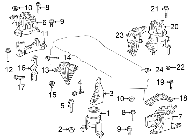 Diagram Engine / transaxle. Engine & TRANS mounting. for your 2020 Toyota Prius Prime   