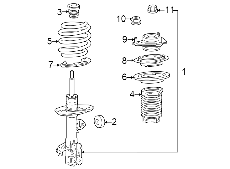 Diagram Front suspension. Struts & components. for your 2002 Toyota Celica   