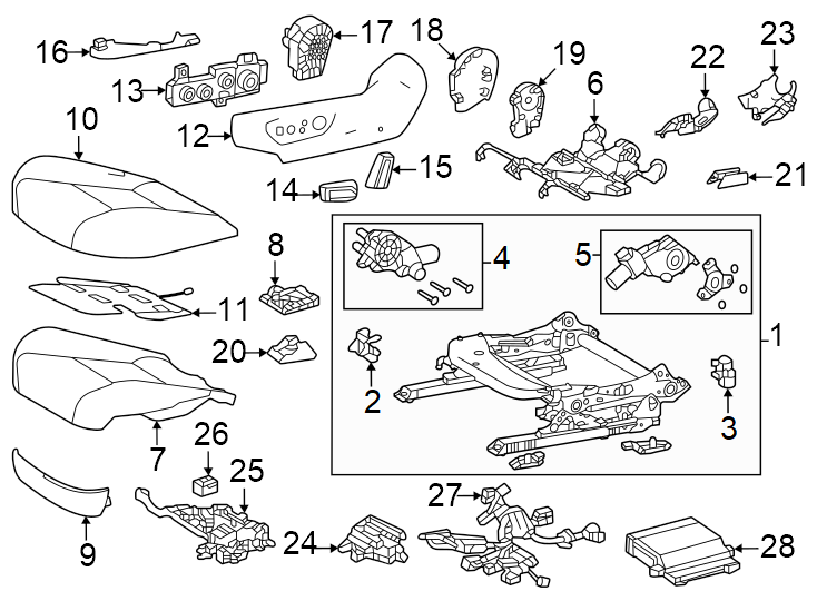 Diagram Seats & tracks. Driver seat components. for your 2016 Toyota Yaris   