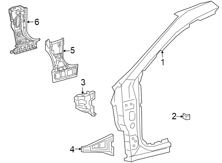 Diagram Pillars. Rocker & floor. Hinge pillar. for your 2021 Toyota GR Supra   