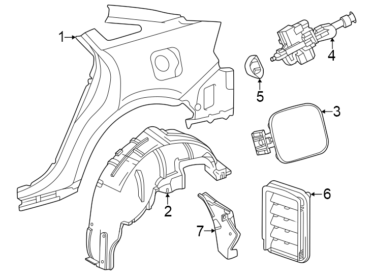 Diagram Quarter panel & components. for your Toyota