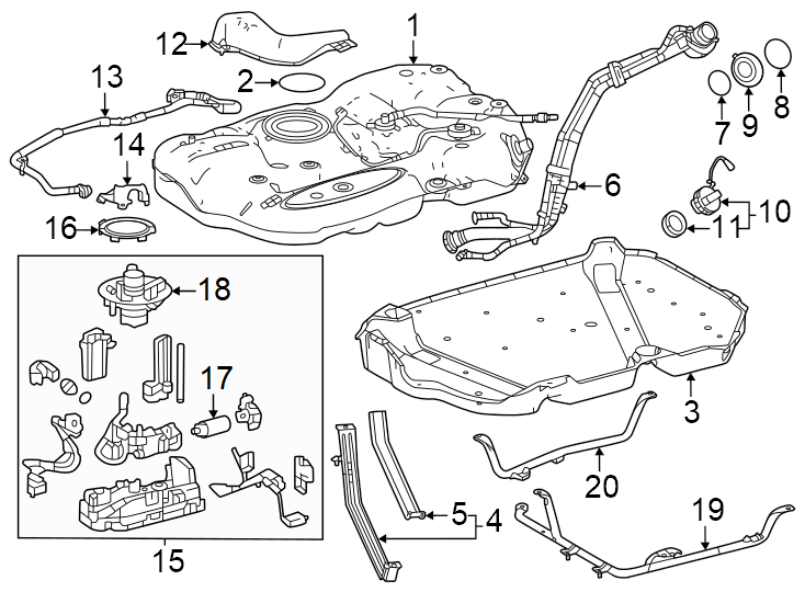 Diagram Fuel system. Fuel tank. for your 2008 Toyota Corolla  CE SEDAN 