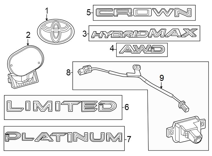 Diagram Trunk lid. Exterior trim. for your Toyota Crown  